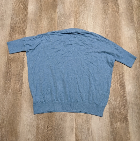 CAbi Blue Short Sleeve Sweater Relaxed Fit - Picture 5 of 7